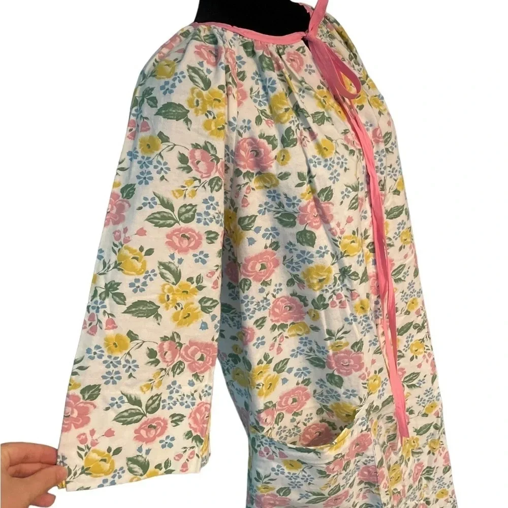 Vintage Astor One Floral Nightgown Dress 100% Flannel Cotton Made in Hong Kong